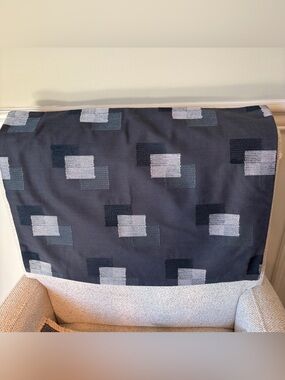 Modern Geo Blue Gray Textured Emb Pillow Cover Abstract Square Design 15X21